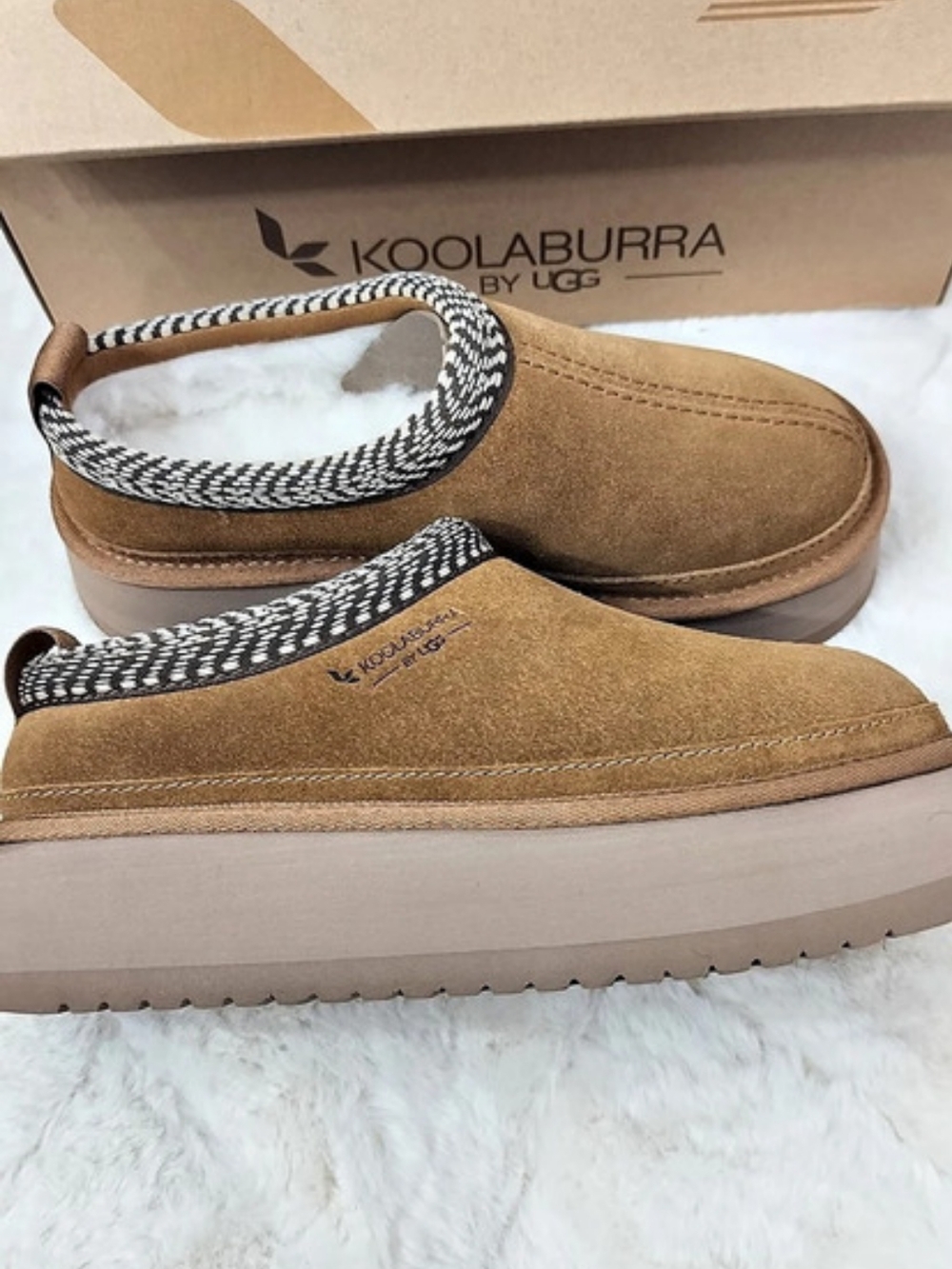 Koolaburra by UGG Burree Platform Slipper Slippers Brown & Cream US 5